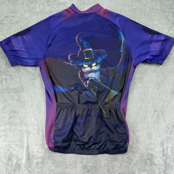 Xintown Cycling Jersey Men Large Purple Blu Graphic Print Raglan Sleeve Full Zip - Picture 5 of 8